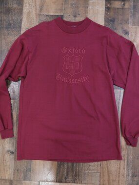 Oxford University Mock Neck Embroidered Long Sleeve Tee President Mens Large